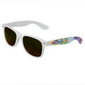 White/Gold Retro Tinted Lens Sunglasses - Full-Color Full-Arm Printed